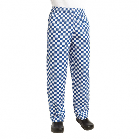 Chef Works Essential Baggy Pants Big Blue Check XS