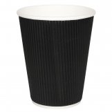 Fiesta Disposable Coffee Cups Ripple Wall Black 225ml / 8oz (Pack of 500)