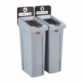 Rubbermaid Slim Jim Two Stream Recycling Station 87Ltr