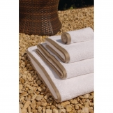 Heritage Ambassador Hand Towel White with Taupe Border (650g)