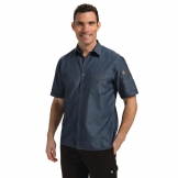 Chef Works Unisex Detroit Denim Short Sleeve Shirt Blue M