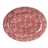 Churchill Vintage Prints Oval Dishes Cranberry Print 365mm (Pack of 6)