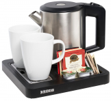 Canterbury Black Wood Compact Welcome Tray + Optional Canterbury Kettle