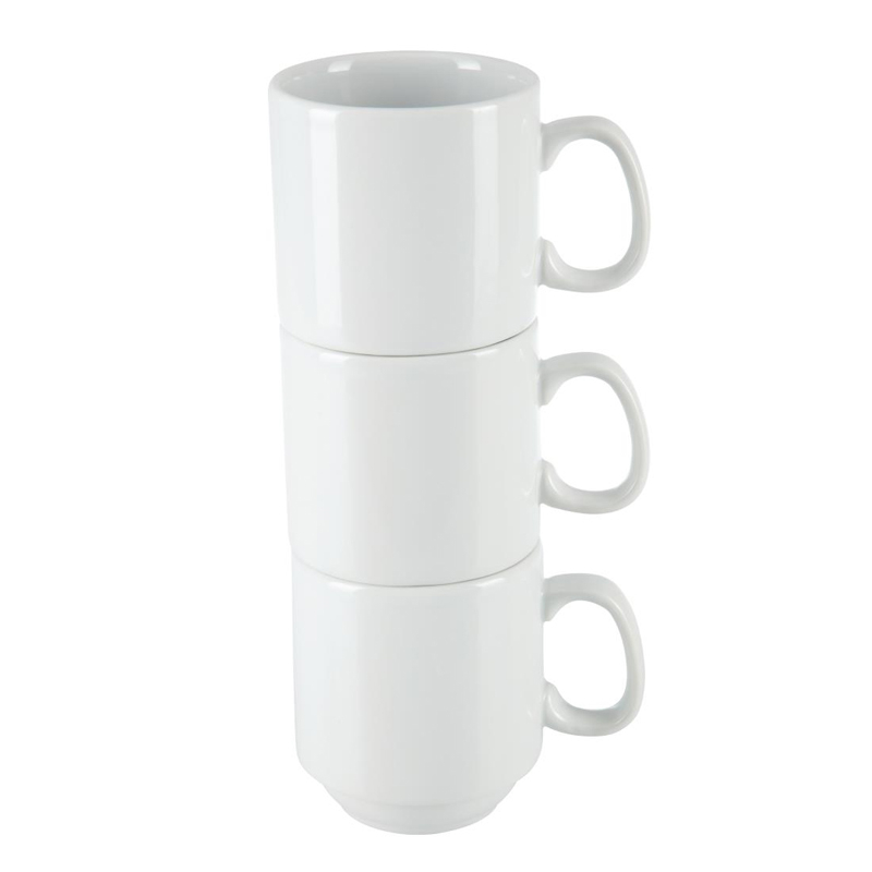 Olympia Whiteware Stacking Mugs 284ml 10oz (Pack of 12)