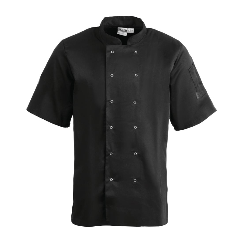 Whites Vegas Unisex Chef Jacket Short Sleeve Black - S