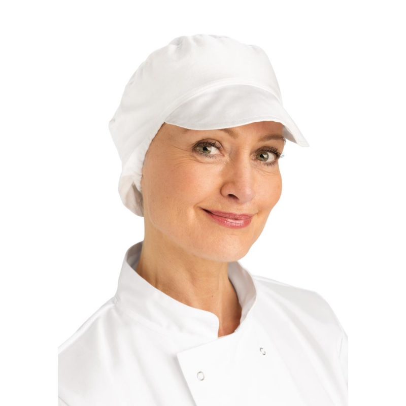 Whites Unisex Bakers Cap with Snood White