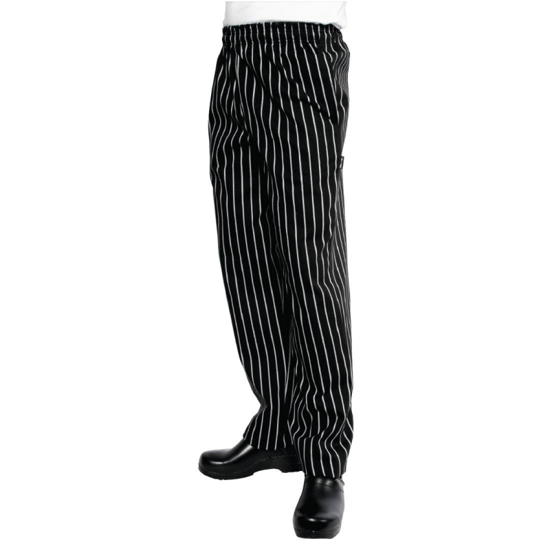 Chef Works Designer Baggy Pant Black and White Striped S
